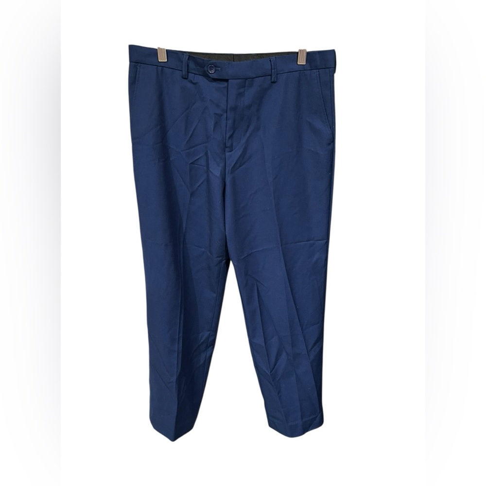 Boys Dress Pants Navy Blue Slim Fit Size 18H Flat Front